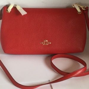 Coach Charley Crossbody Bag Red Leather  F55661